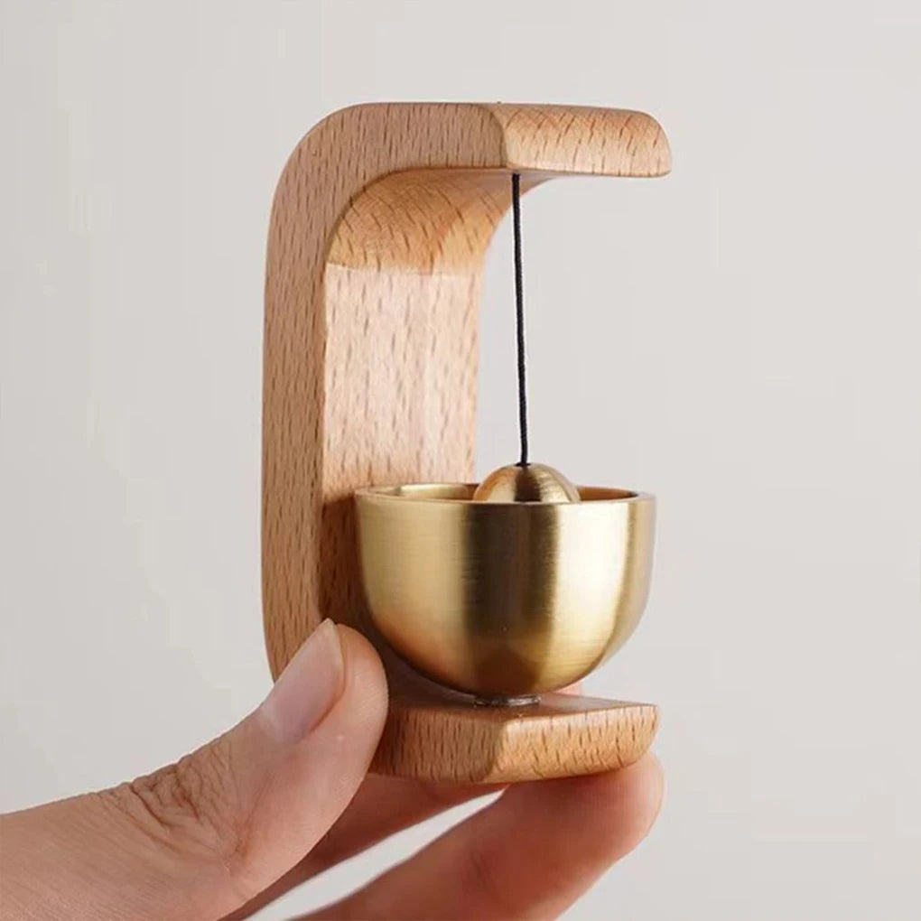 Brass Bell Door Chime With Walnut Frame