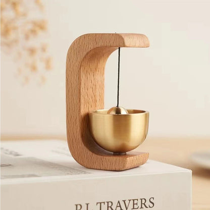Brass Bell Door Chime With Walnut Frame