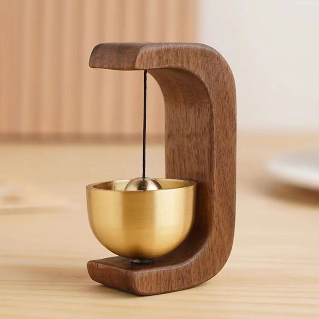 Brass Bell Door Chime With Walnut Frame