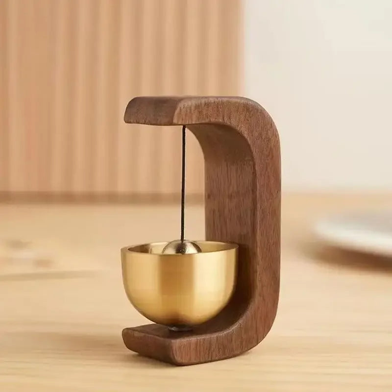 Brass Bell Door Chime With Walnut Frame