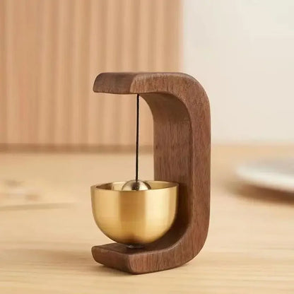 Brass Bell Door Chime With Walnut Frame