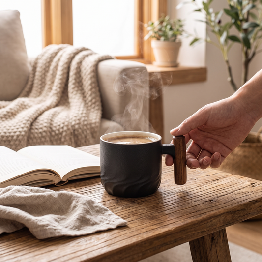 Vintage Espresso Cups With Wooden Handle