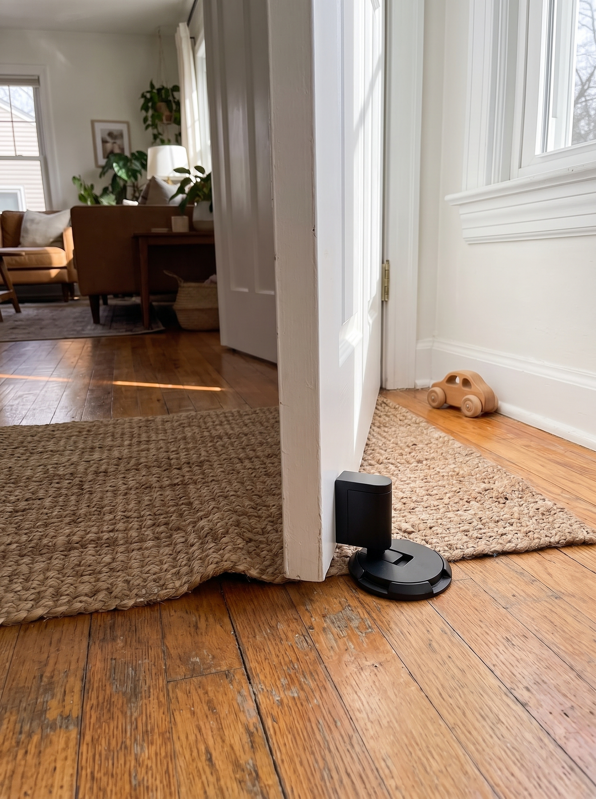 Heavy Duty Adjustable Door Stopper holding a door open