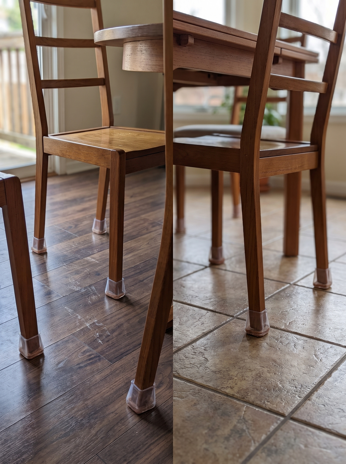 Chair leg protectors on tile and laminate flooring