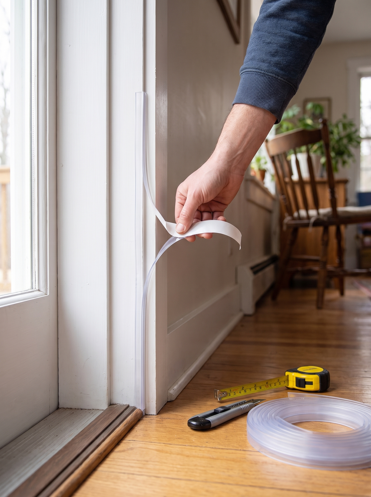 Clear seal strip nearly invisible on a white frame