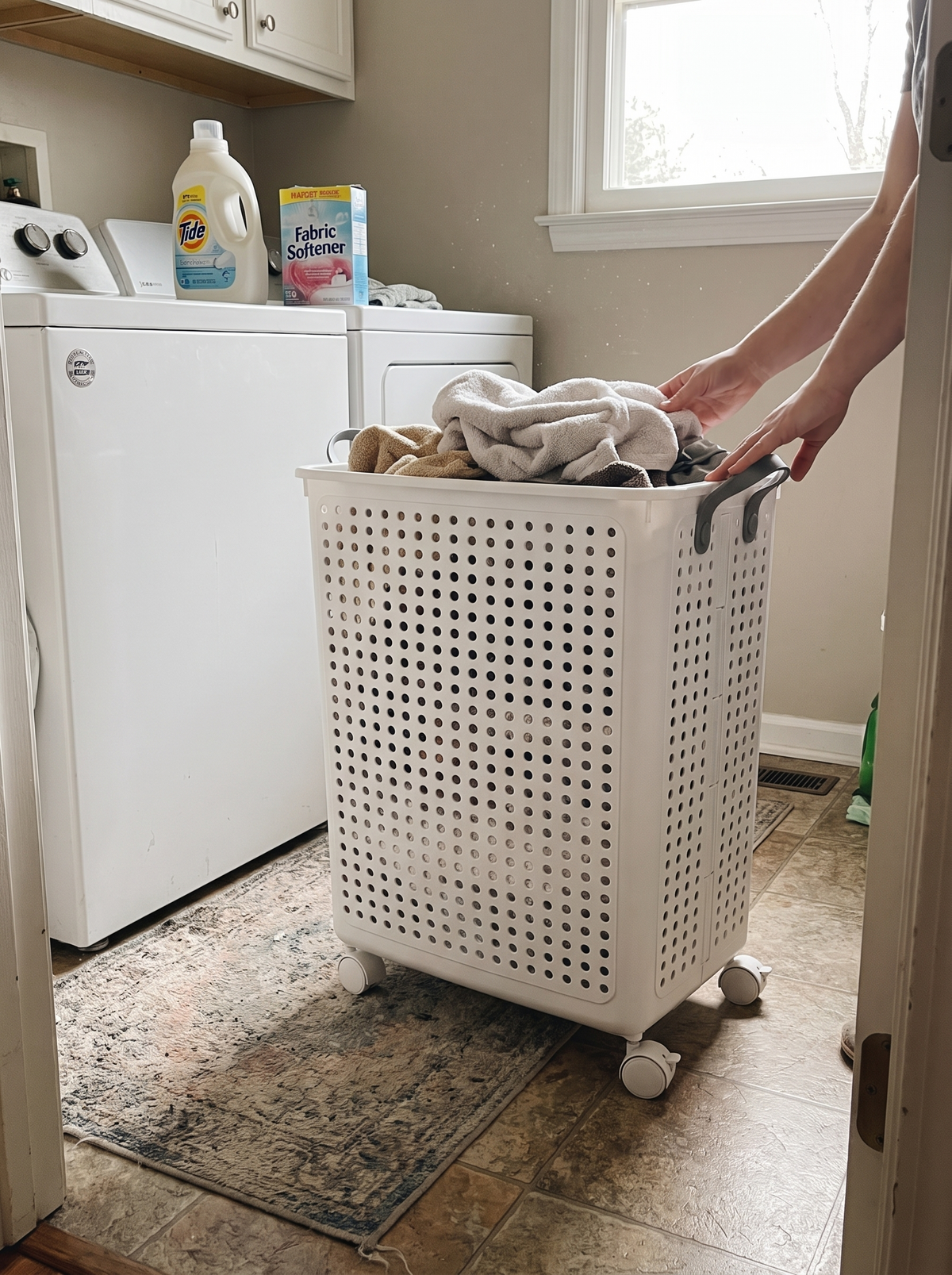 Foldable Laundry Basket With Wheels lifestyle 1