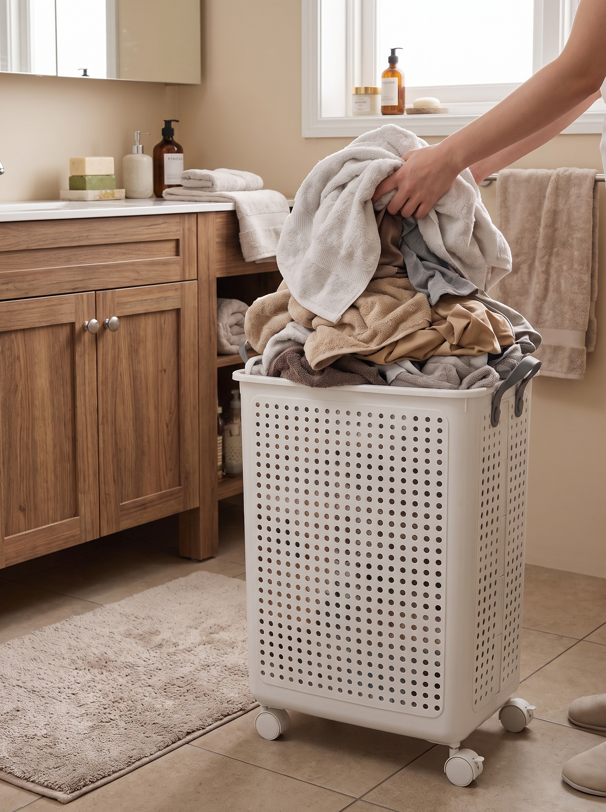Foldable Laundry Basket With Wheels lifestyle 2