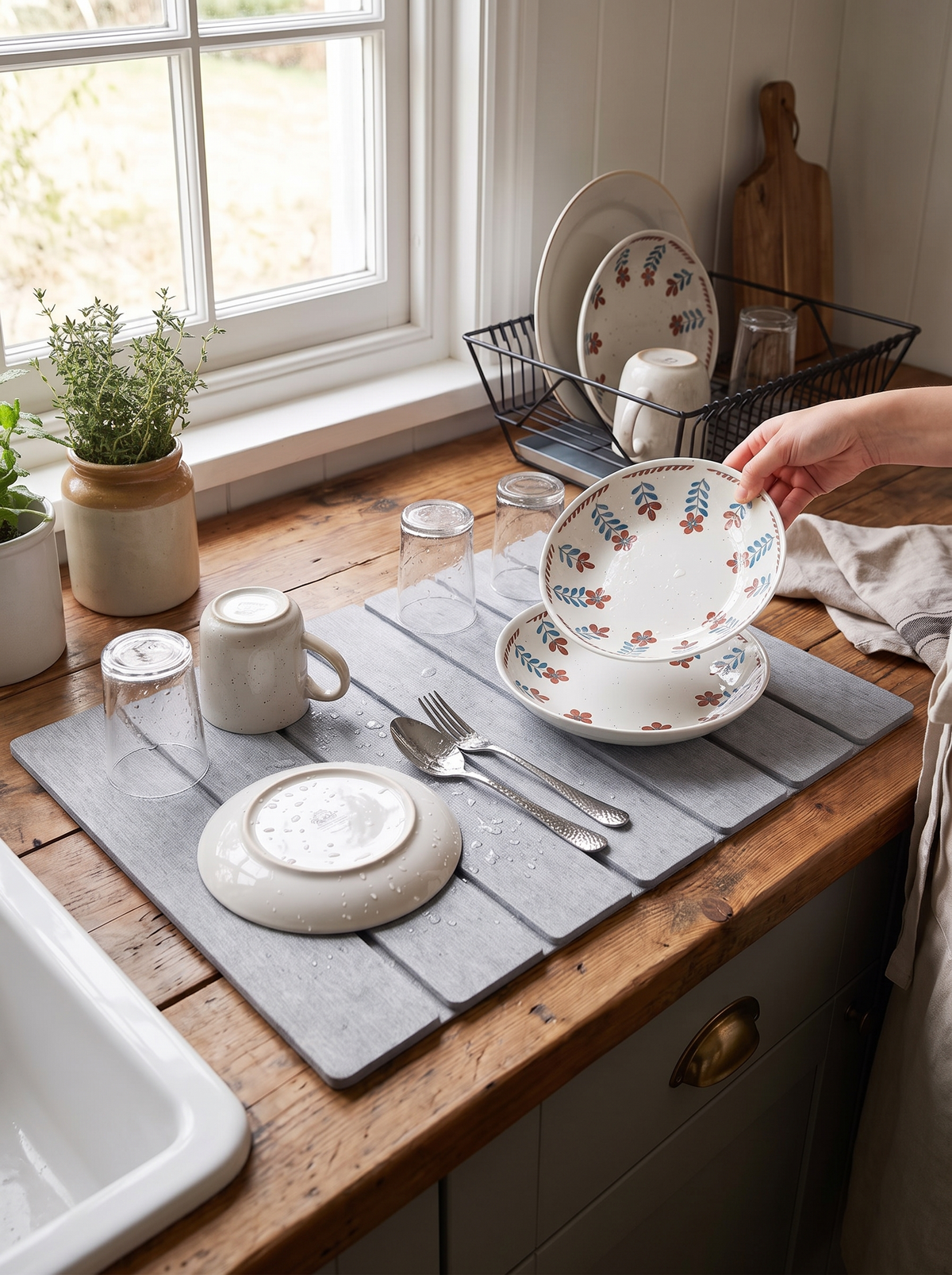 Foldable Diatomite Dish Drying Mat lifestyle 1